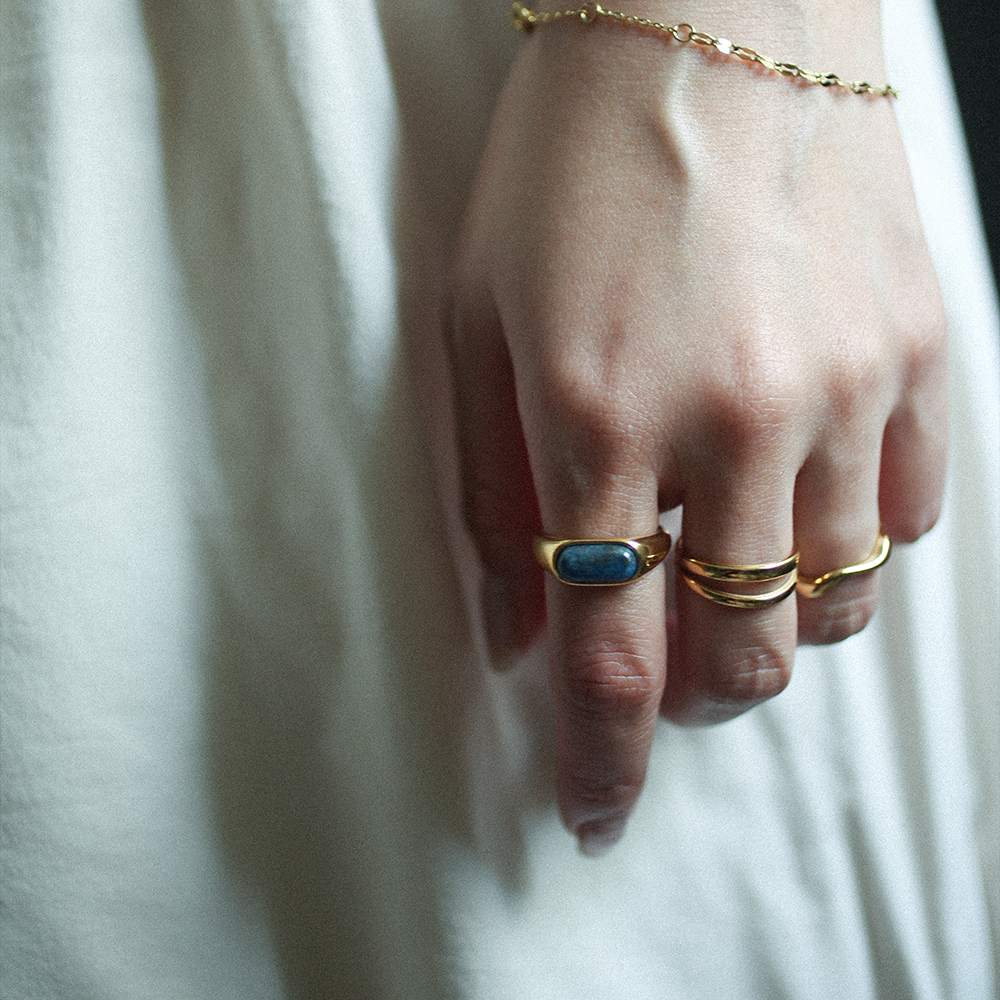 Lapis resin ring 293 Gold