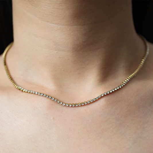 Tennis shine necklace 010 Gold