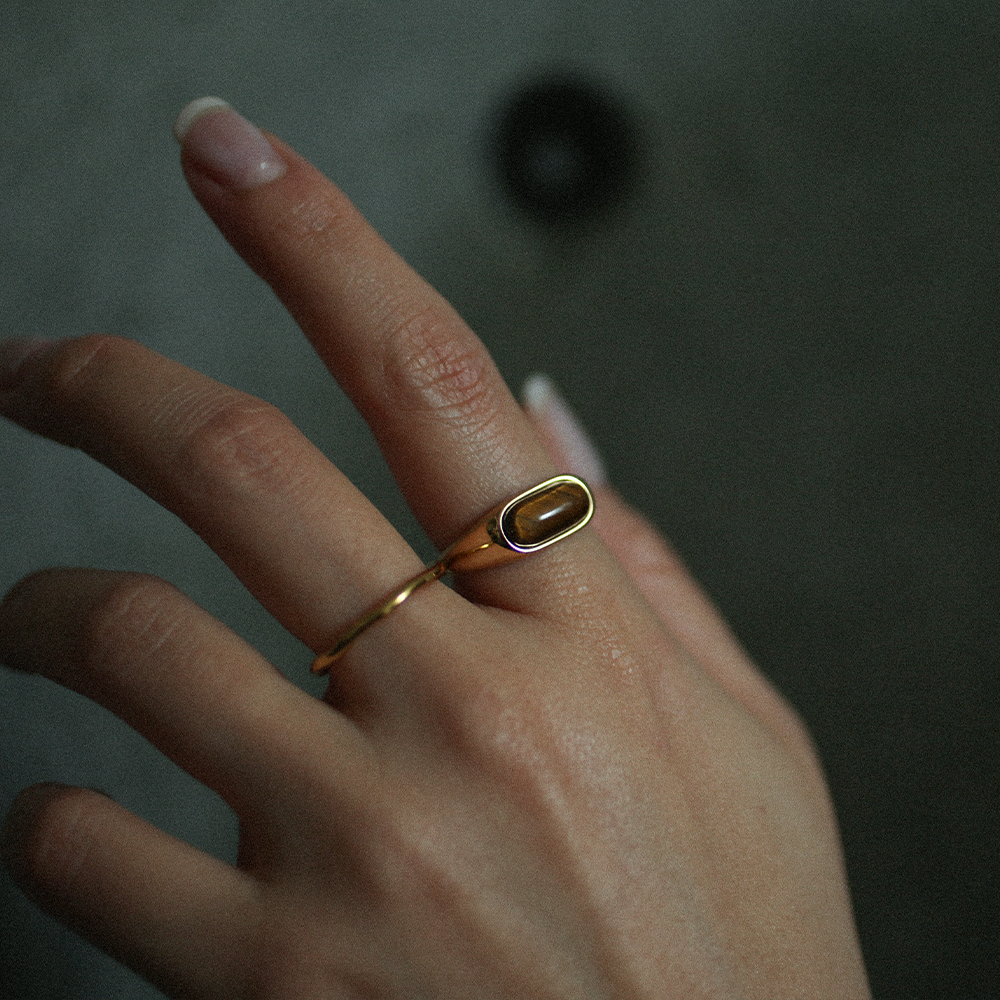 Tiger eye resin ring 292 Gold