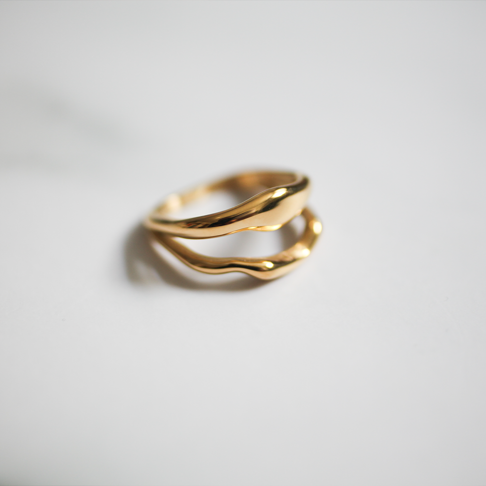 Wave open ring 245 Gold
