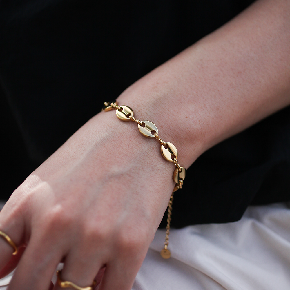 Disc plate bracelet 120 Gold