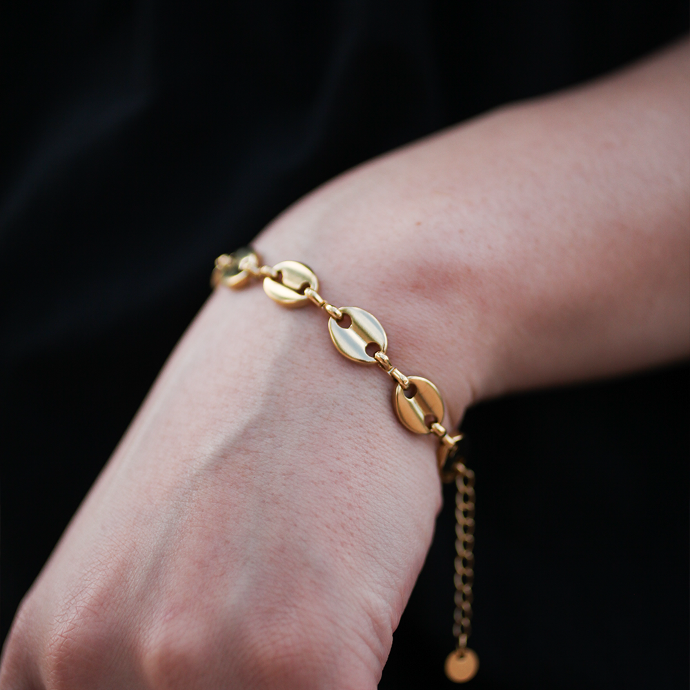 Disc plate bracelet 120 Gold