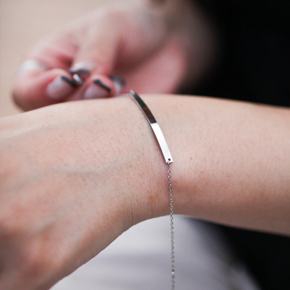 Plain bar bracelet 110 Silver